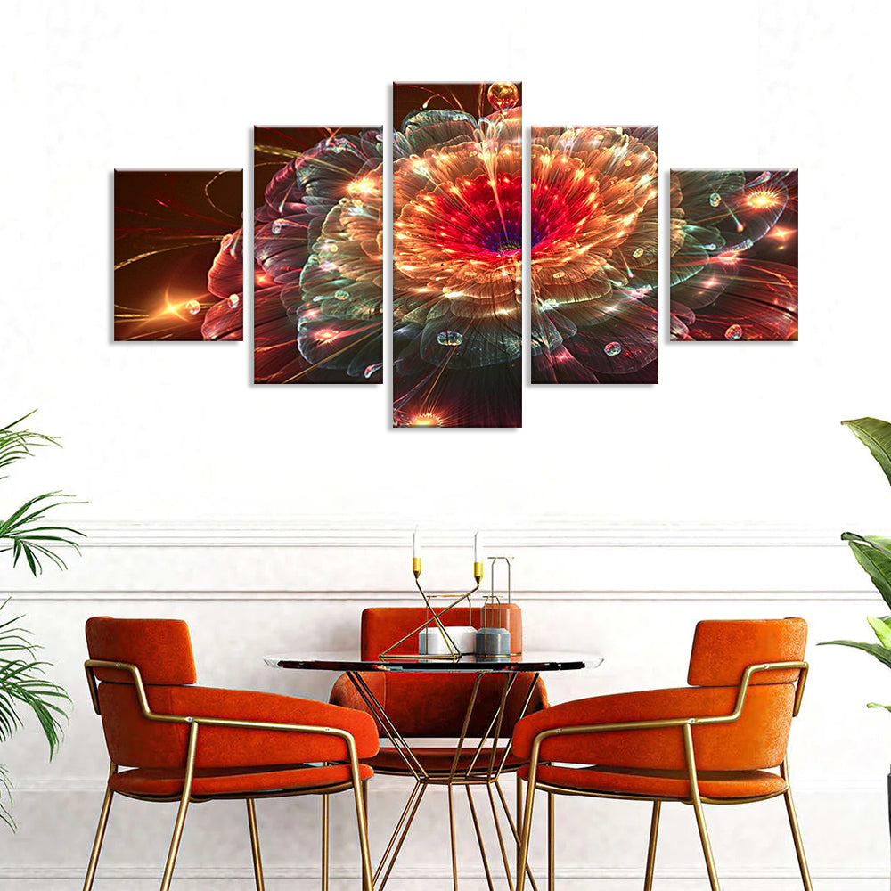 Abstract Colorful Fractal Flower Canvas Wall Art