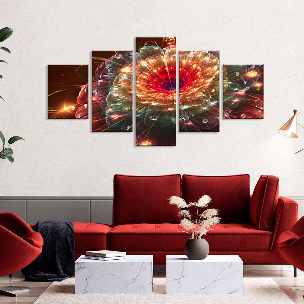 Abstract Colorful Fractal Flower Canvas Wall Art