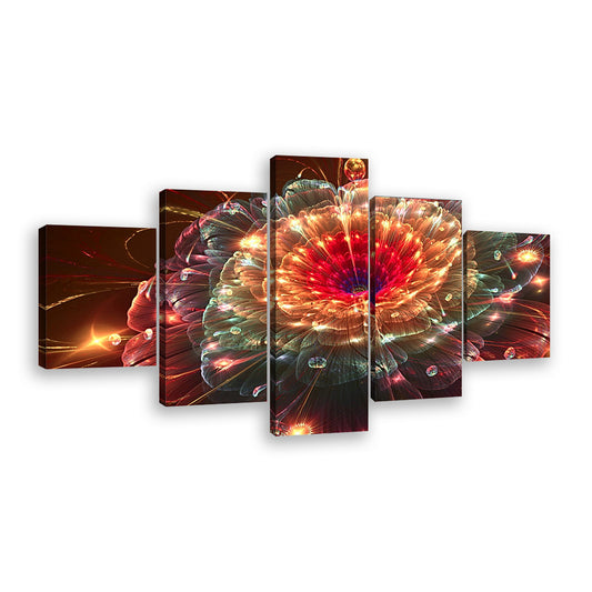Abstract Colorful Fractal Flower Canvas Wall Art