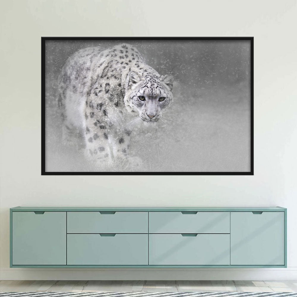 Walking Snow Leopard Canvas Wall Art