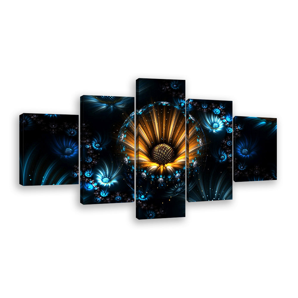 Abstract Fractal Night Flowers Canvas Wall Art