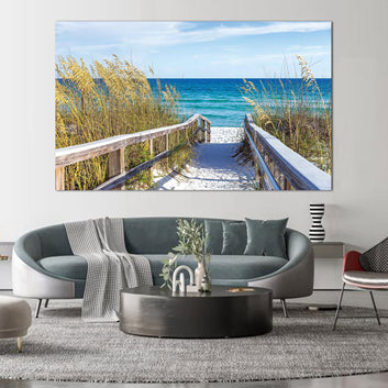 Serene Beach Pathway Canvas Wall Art