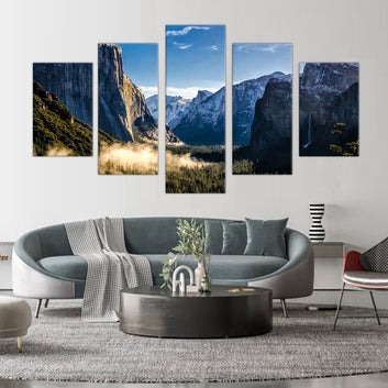 Yosemite Valley Splendor: 5-Piece National Park Landscape Canvas Wall Art Set