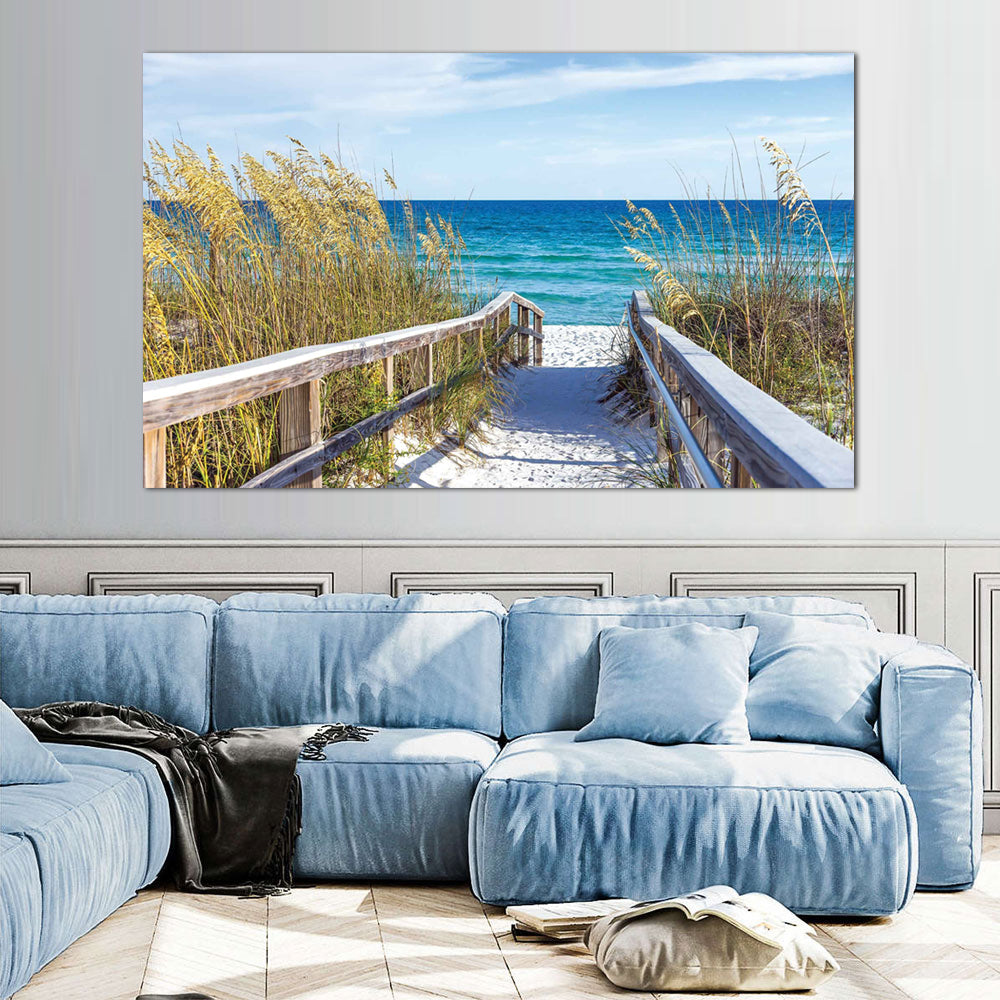 Serene Beach Pathway Canvas Wall Art