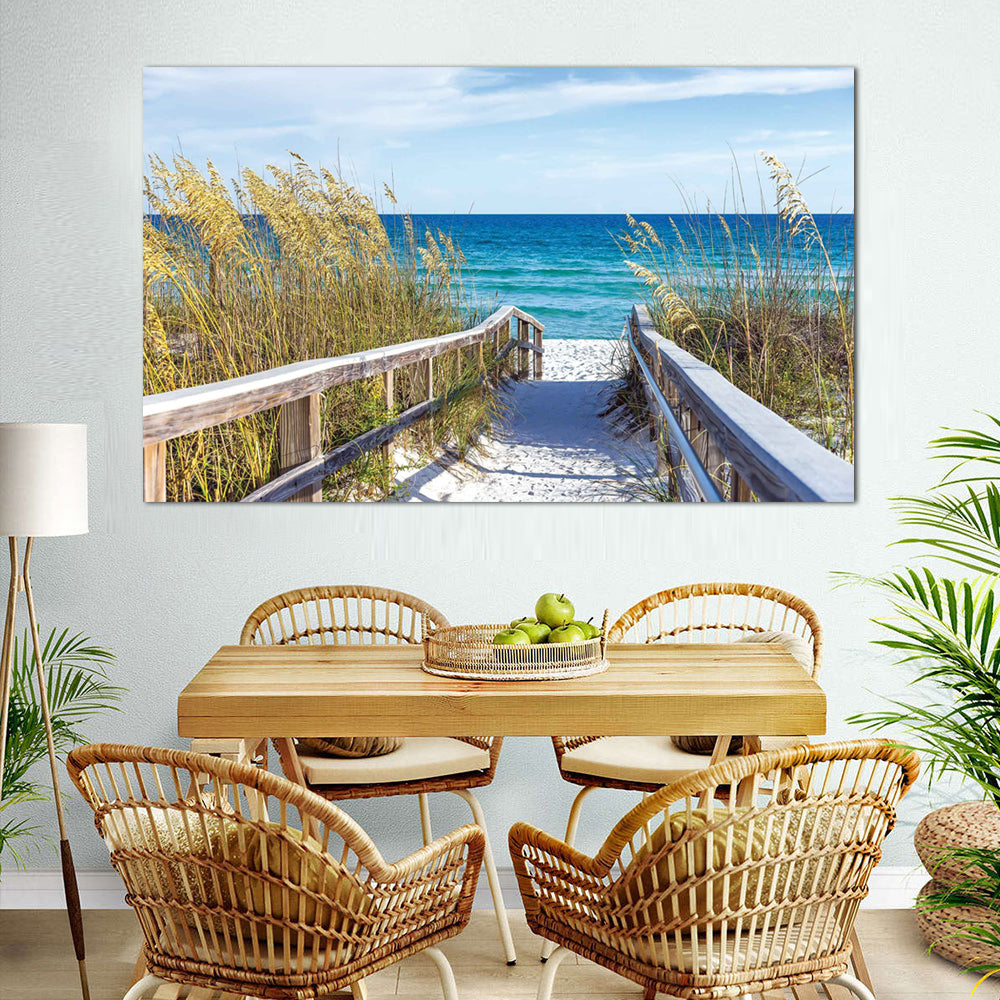 Serene Beach Pathway Canvas Wall Art