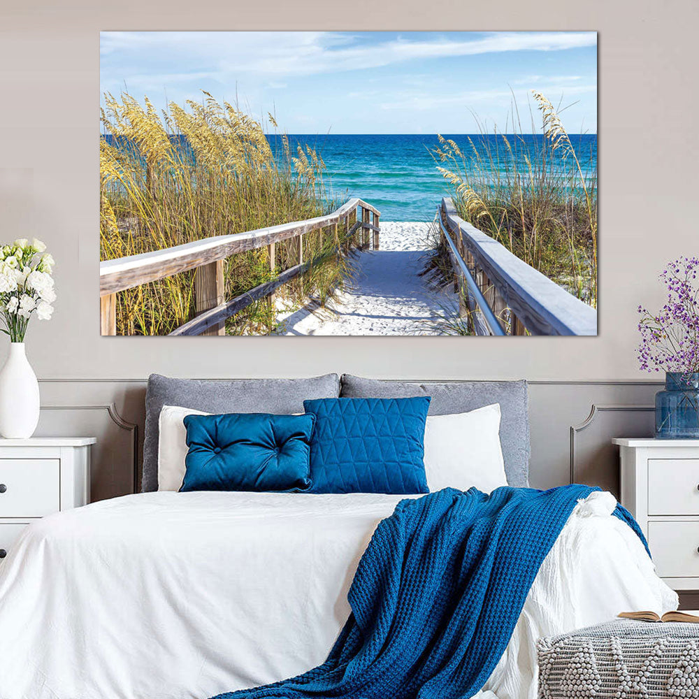 Serene Beach Pathway Canvas Wall Art