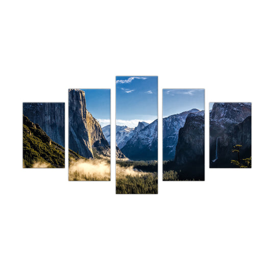 Yosemite Valley Splendor: 5-Piece National Park Landscape Canvas Wall Art Set