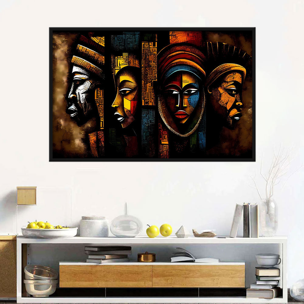 Modern Abstract Colorful African Faces Canvas Wall Art