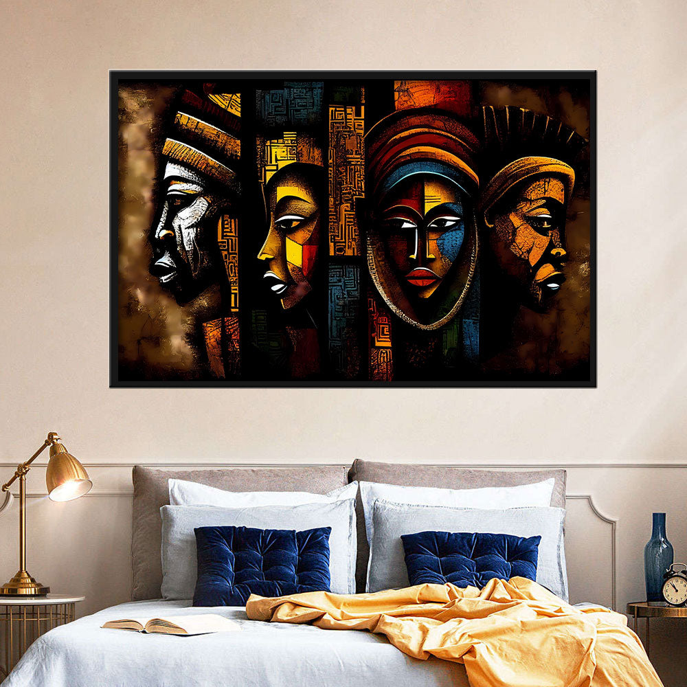 Modern Abstract Colorful African Faces Canvas Wall Art