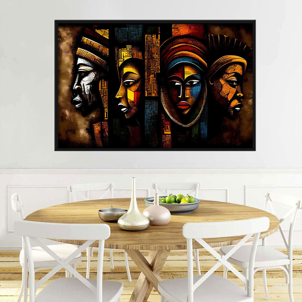 Modern Abstract Colorful African Faces Canvas Wall Art