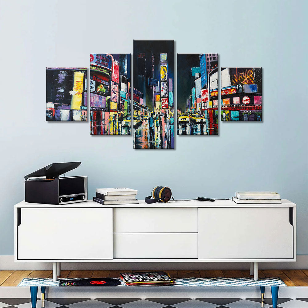 Times Square New York oil painting style canvas wall art
