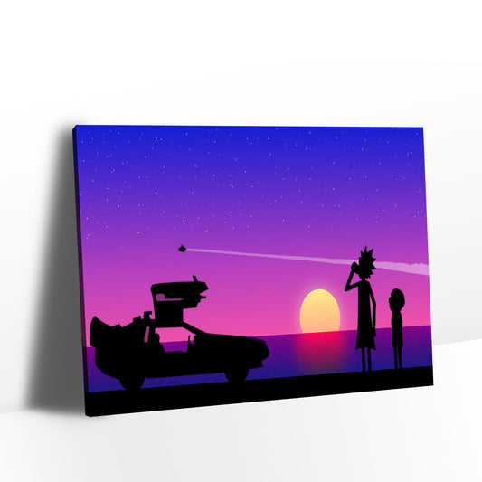 Rick and Morty at Sunset Beach Canvas Wall Art