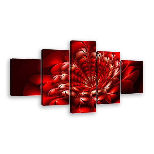Abstract Red Digital Flower Canvas Wall Art