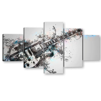 Black and White Electric Guitar Canvas Wall Art