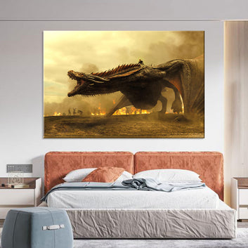 Daenerys and the Dark Fire Dragon Canvas Wall Art