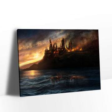 Harry Potter Hogwarts Burning Castle Canvas Wall Art