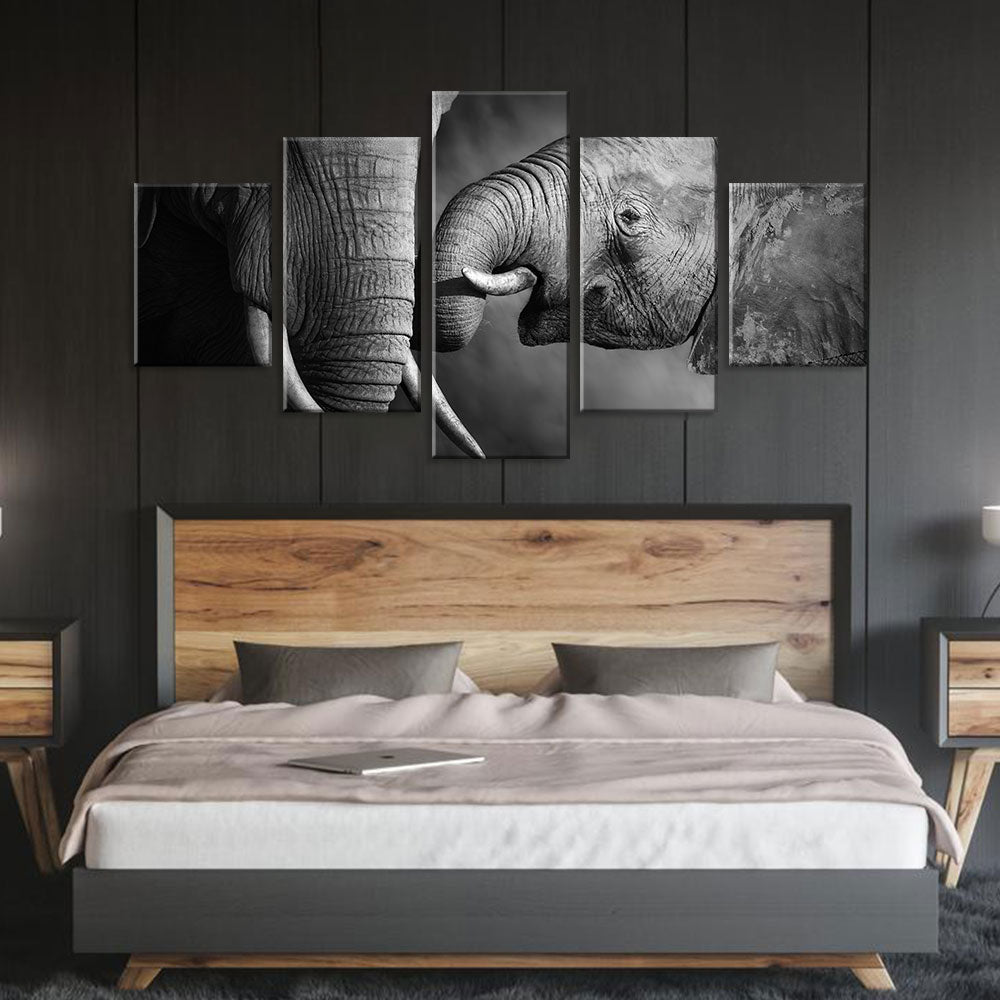Mother and Baby Elephant Canvas Wall Art