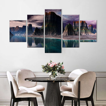 Canyon Reflections in Starry Sky Canvas Wall Art