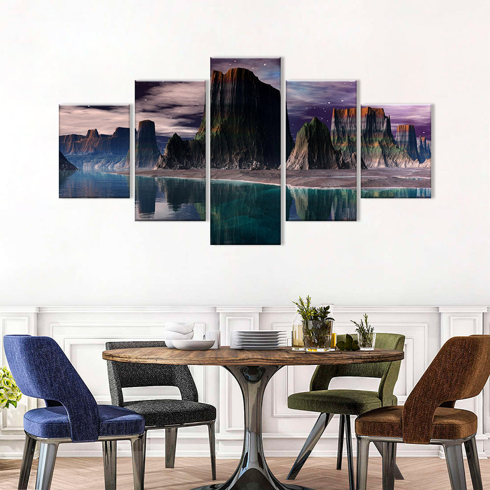 Canyon Reflections in Starry Sky Canvas Wall Art