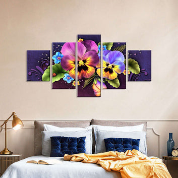 Abstract Pansy Flowers Canvas Wall Art