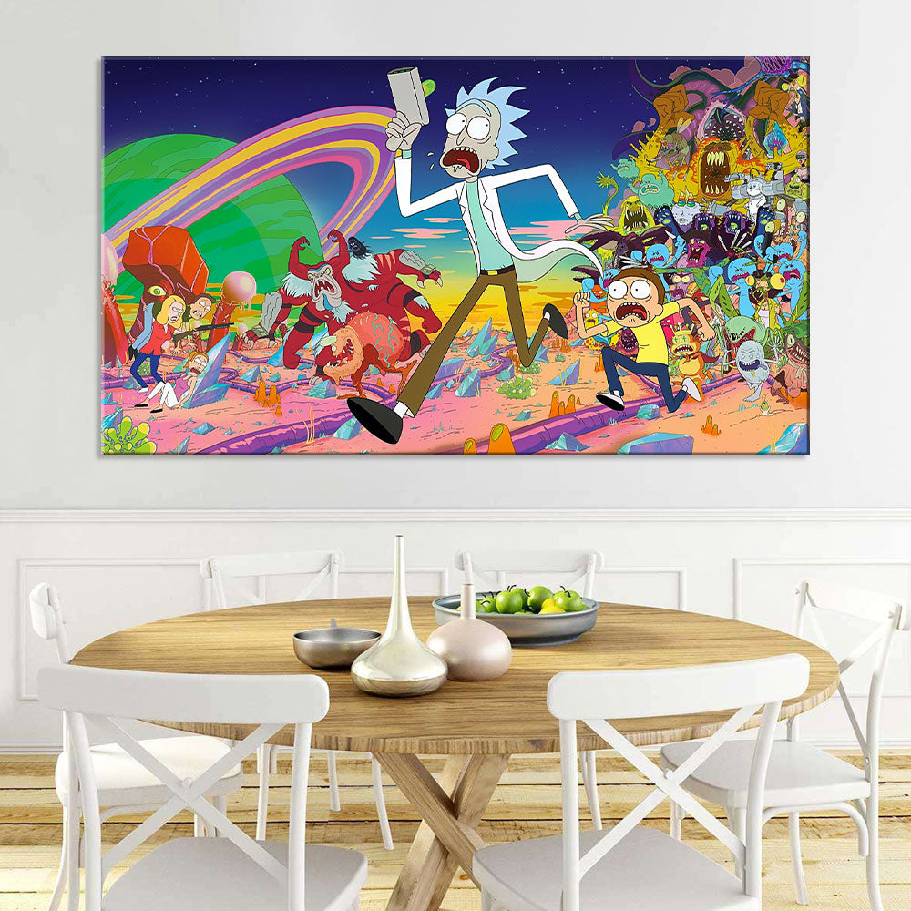  Rick and Morty Running Canvas Wall Art