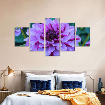 Purple Dahlia Flower Canvas Wall Art