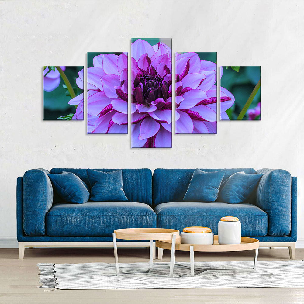 Purple Dahlia Flower Canvas Wall Art