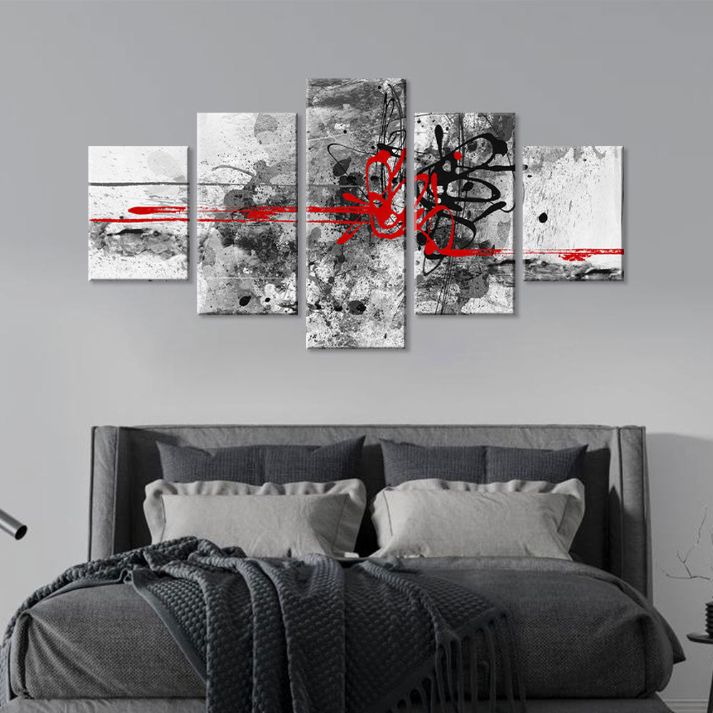 Black and Red Grunge Watercolor Lines canvas wall art