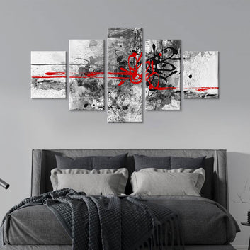 Black and Red Grunge Watercolor Lines Canvas Wall Art