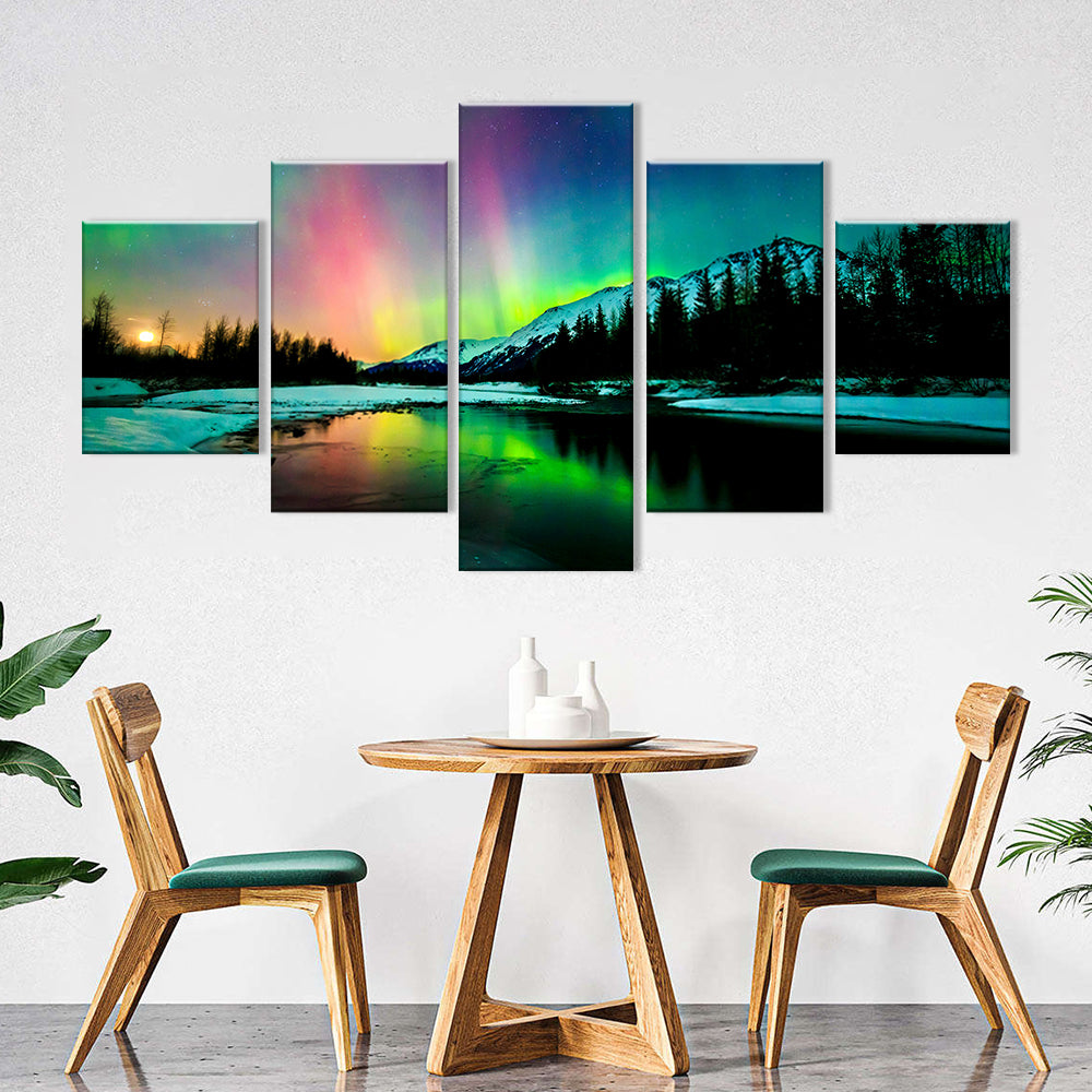 Colorful Aurora Borealis Canvas Wall Art