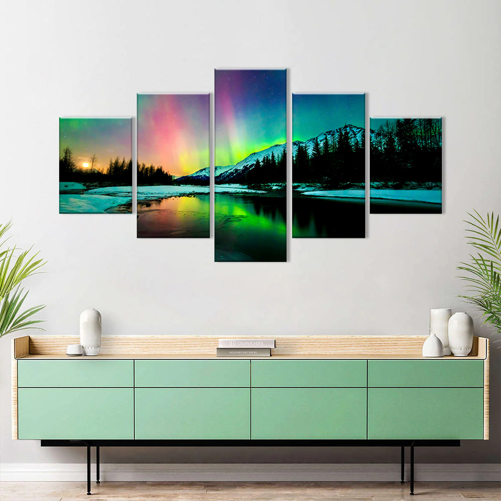 Colorful Aurora Borealis Canvas Wall Art