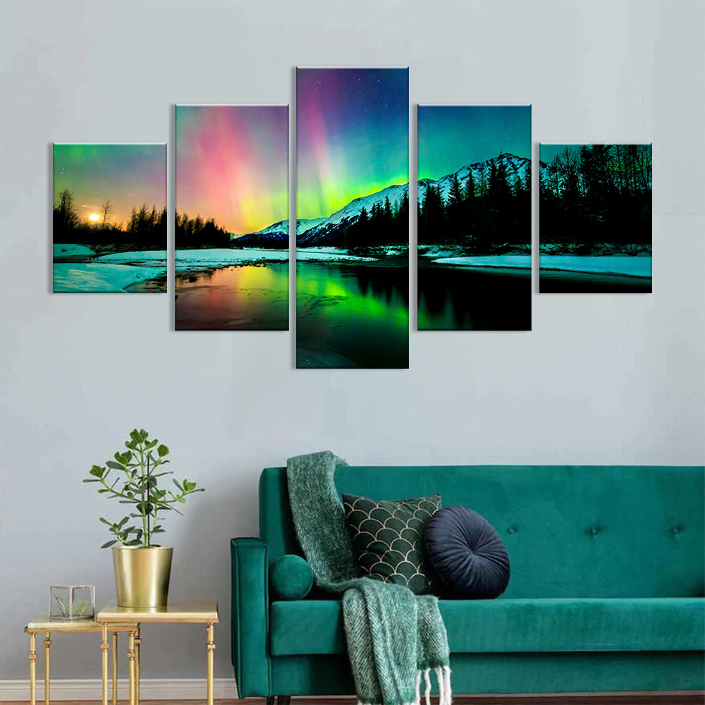 Colorful Aurora Borealis Canvas Wall Art