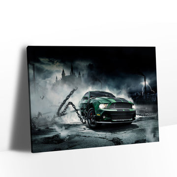 Green Mustang Monster Canvas Wall Art