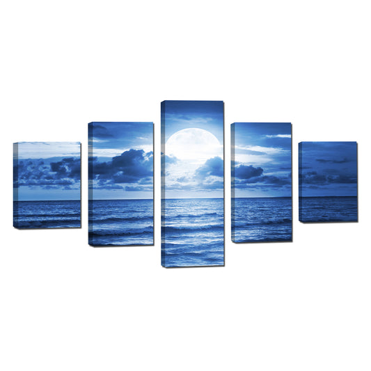 Moonlit Ocean 5-Piece Canvas Wall Art