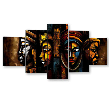 Modern Abstract Colorful African Faces Canvas Wall Art