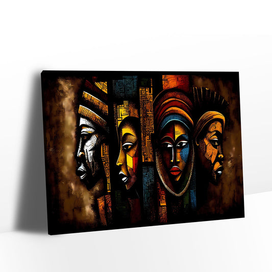 Modern Abstract Colorful African Faces Canvas Wall Art