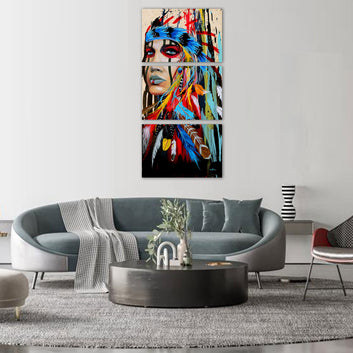 Vibrant Native American Woman Canvas Wall Art