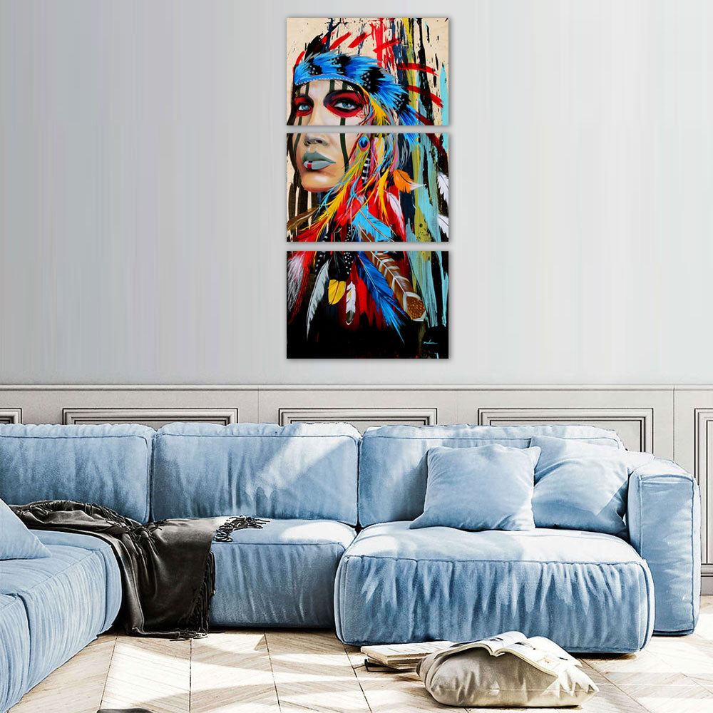 Vibrant Native American Woman Canvas Wall Art