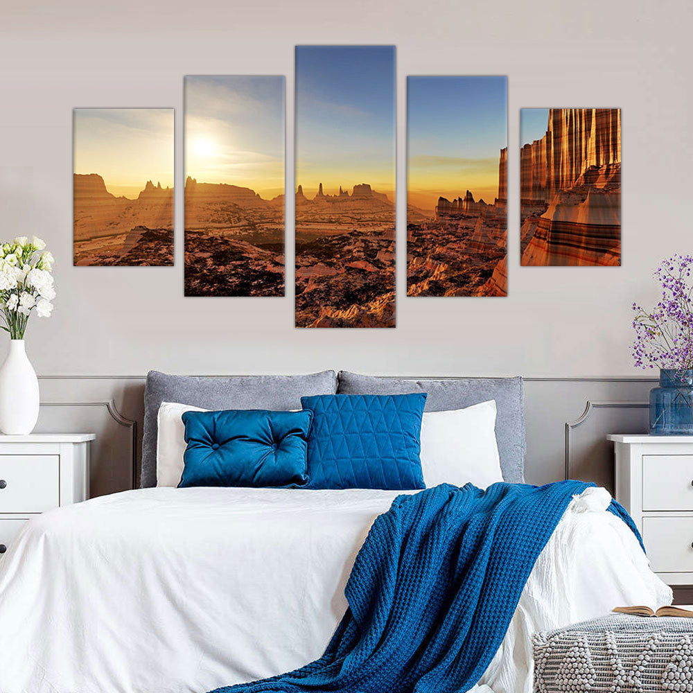 Monument Valley Sunrise: 5-Piece Desert Landscape Canvas Wall Art Set