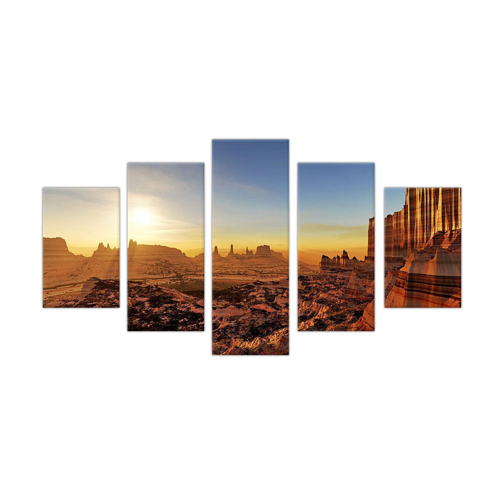 Monument Valley Sunrise: 5-Piece Desert Landscape Canvas Wall Art Set