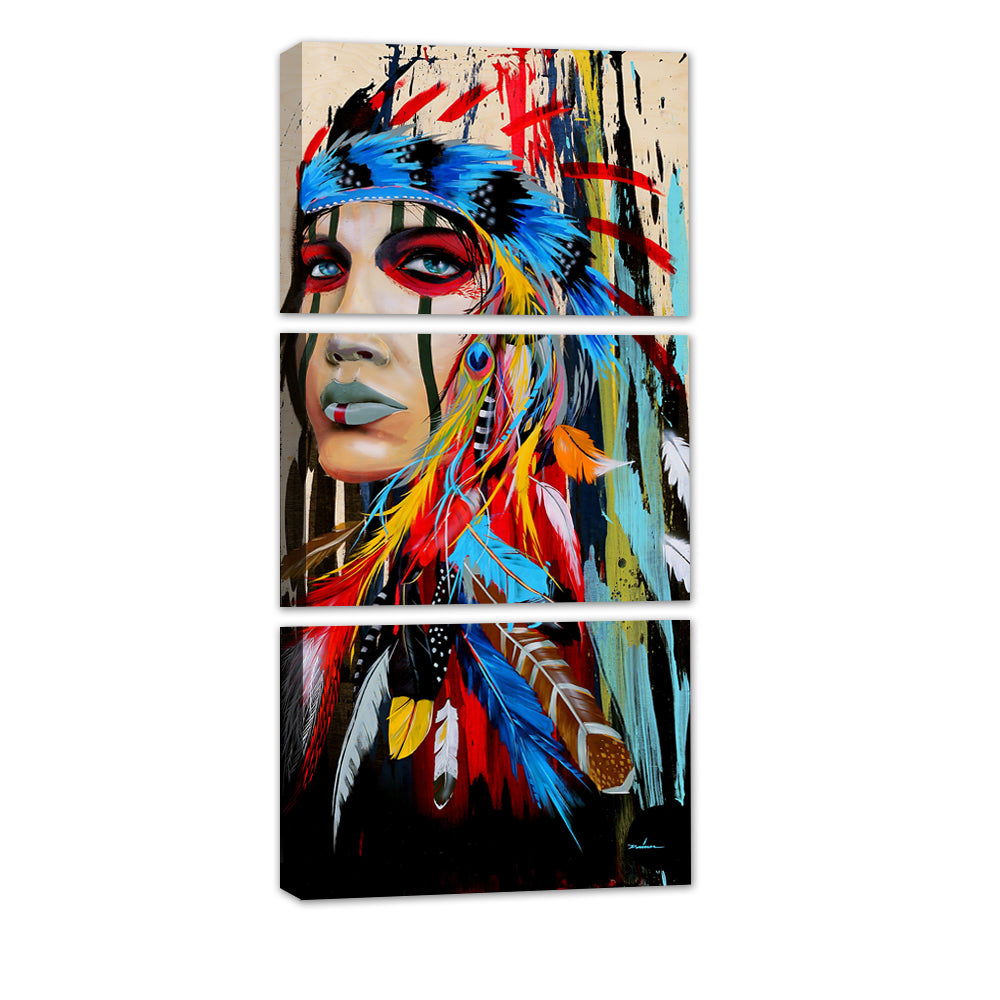 Vibrant Native American Woman Canvas Wall Art