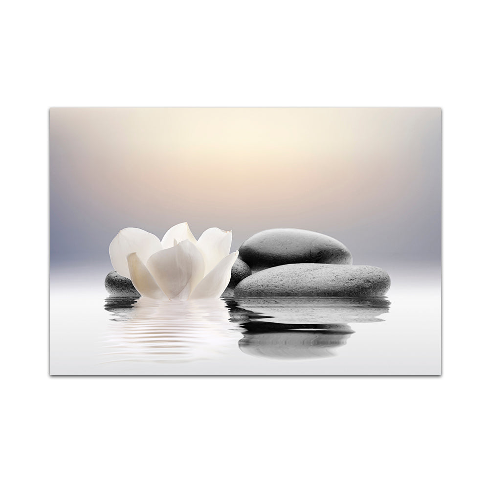 Zen Stones and Lotus Flower Canvas Wall Art