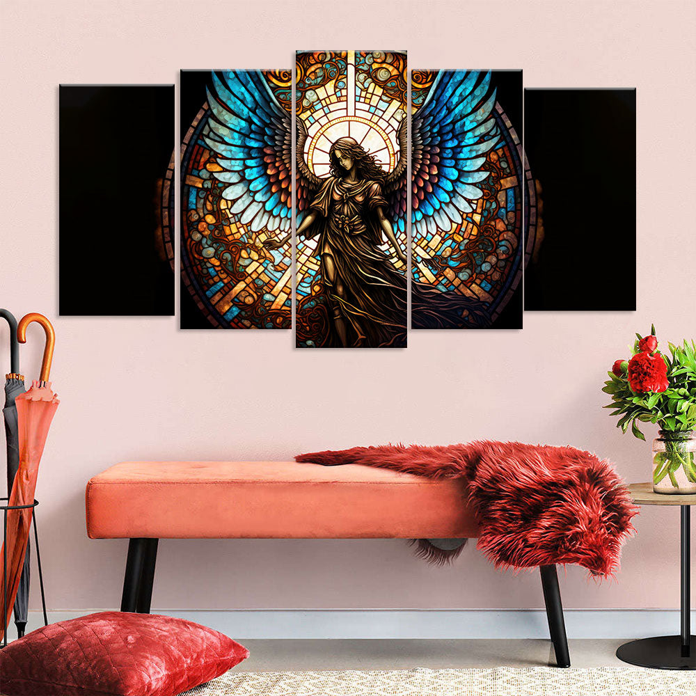 Stained Glass Angel Canvas Wall Art