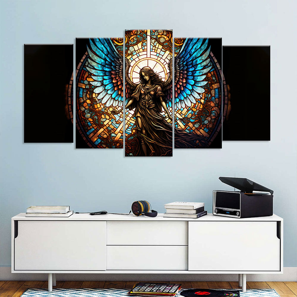 Stained Glass Angel Canvas Wall Art