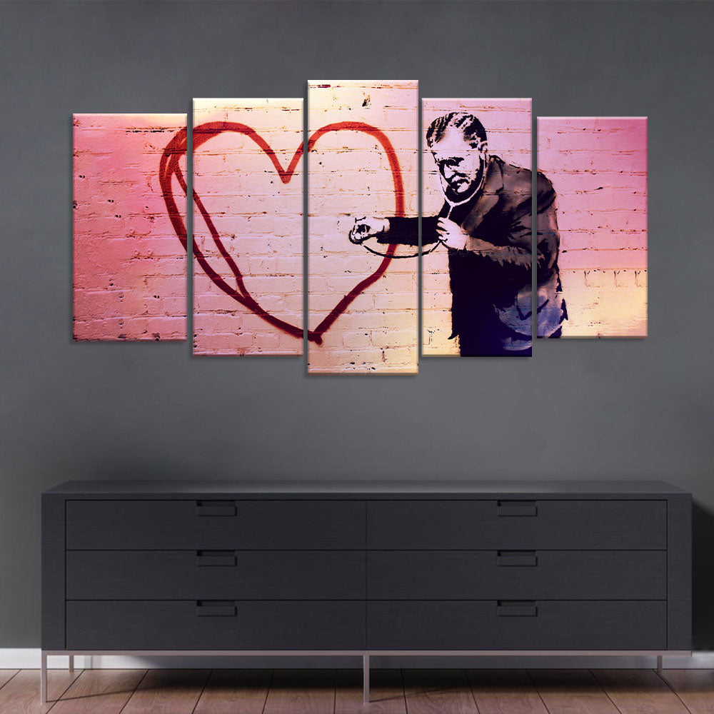 Banksy Listen to Your Heart Canvas Wall Art