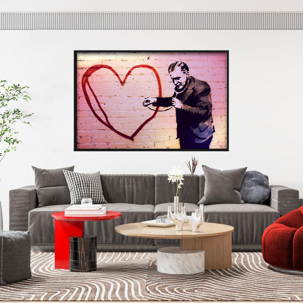 Banksy Listen to Your Heart Canvas Wall Art
