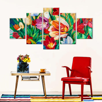 Bouquet of Colorful Flowers Canvas Wall Art