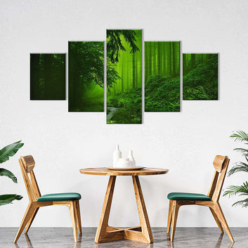 Beautiful Forest with a Stream Canvas Wall Art