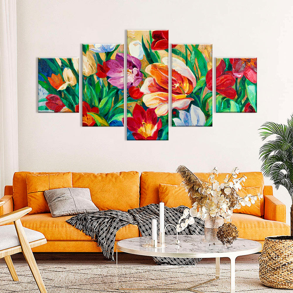 Bouquet of Colorful Flowers Canvas Wall Art
