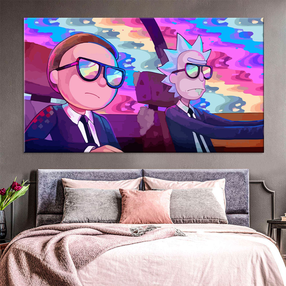 Rick and Morty Driving Canvas Wall Art
